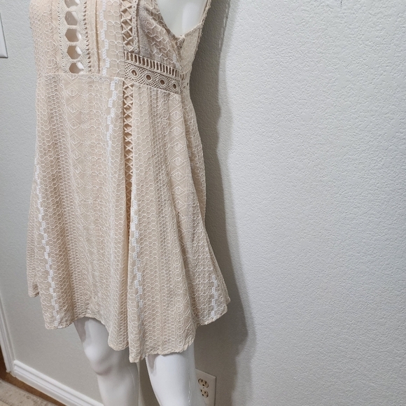 Free People Wherever You Go Sleevless Ivory Lace Dress Size S - Picture 12 of 13